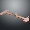Copper Metal Structure Components With Geometric Shape And Smooth Surface On Dark Background 3d model
