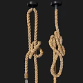 Natural Rope Chandeliers With Intricate Knot Design And Glass Bulbs Hanging