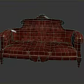 Red Classical Sofa With Velvet Upholstery Carved Wood Frame And Button Tufted Diamond Pattern