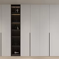 Modern Wardrobe Interior Design With White Doors Dark Open Storage And Decor Items 3d model