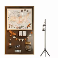 Wall with Vintage Map Photos Notes Pegboard Bunting Lantern Hat And Floor Lamp