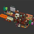 Colorful Modern Furniture Collection Featuring Sofa Bookshelf Desk Cabinet And Coffee Table