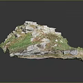 Detailed Natural Terrain Model With Green Vegetation Rocks And Stone Structures