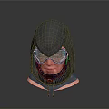 Tactical Weapon Gear Head Model With Gray Hood Green Goggles And Neck Protective Gear