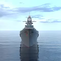 Gray Warship With Red Bottom And Number 065 Sailing On The Sea With Radar Equipment