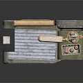 Vintage Industrial Mechanical Structure With Metal Pipes Grill Control Panel And Lamp