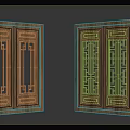 Traditional Wooden Double Panel Doors With Lattice Design And Glass Inserts
