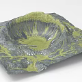 Volcanic Crater Scenic Landscape With Lush Green Vegetation And Gray Rocks