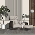 Modern Single Sofa Single Sofa Side Floor Lamp Combination 3d model