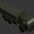 Green Military Style Utility Truck With Canvas Cover And Large Off Road Tires