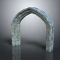 Detailed Stone Archway Architectural Component With Textured Gray Stone Blocks 3d model