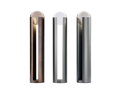 Modern Cylindrical Floor Lamps in Various Colors with Dome Shades and Metallic Finish 3d model