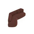 Red Modern Sectional Sofa With Plush Cushions And Curved Armrests