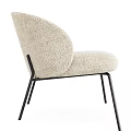 Beige Plush Accent Chair With Curved Backrest Black Metal Legs And Decorative Balls