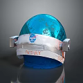 Blue Shiny Astronaut Helmet With NASA Logo And Apollo Label For Space Enthusiasts