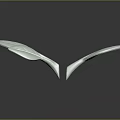 White Plant Leaf Shaped Objects On Black Background With Reflective Surface