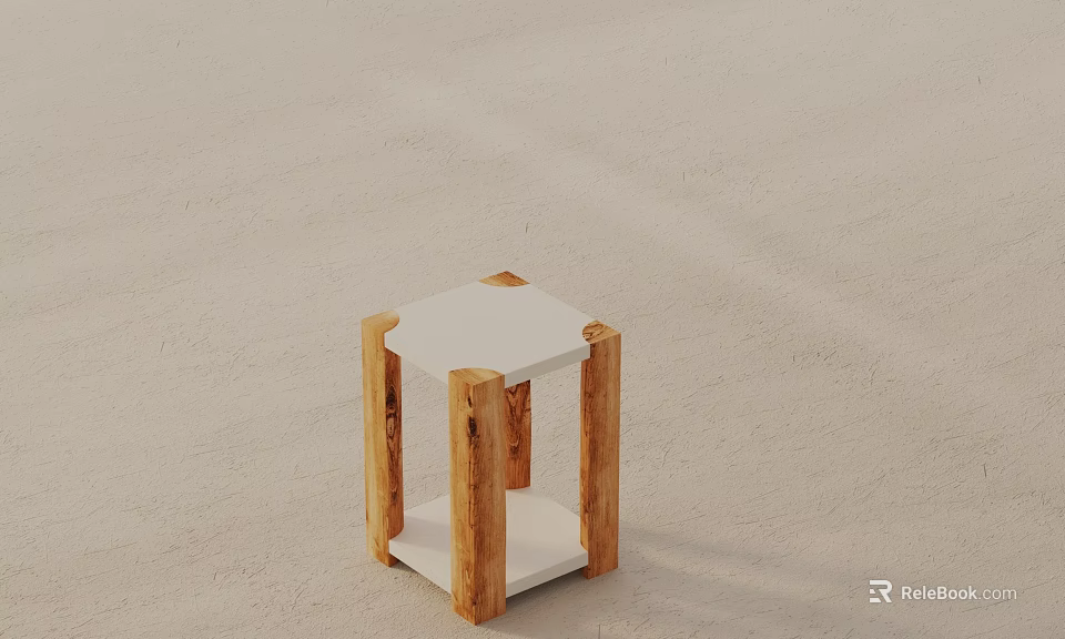 Minimalist Side Table With Hexagonal White Top And Wooden Legs For Modern Home Decor 3d model 