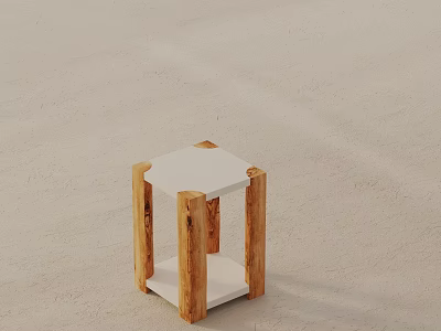 Minimalist Side Table With Hexagonal White Top And Wooden Legs For Modern Home Decor 3d model