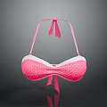 Pink Polka Dot Bikini Top with White Dots and Bow Straps Fashionable Design