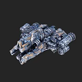 3D Model of Interstellar Spaceship with Detailed Mechanical Design and Metallic Texture