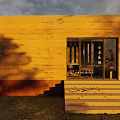 Charming Hotpot Restaurant with Wooden Building Glass Doors Chinese Signage Steps and Trees Around