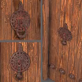 Wooden Swing Door Design With Dual Tone Finish And Decorative Metal Hardware