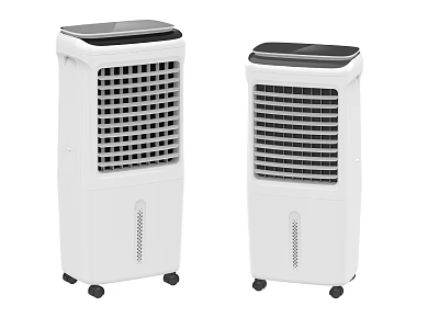 White Tower Air Cooler Fans With Mobile Wheels And Modern Grille Design 3d model