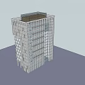 Modern Office Building With Vertical Glass Facade And Top Structure Design