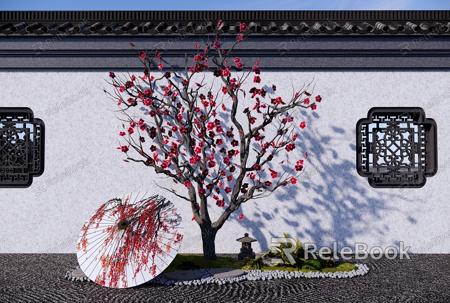 Red plum blossom plum blossom garden plum blossom tree wintersweet crabapple flower plum blossom tree model