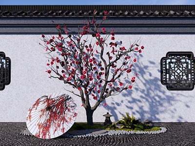 Red plum blossom plum blossom garden plum blossom tree wintersweet crabapple flower plum blossom tree model