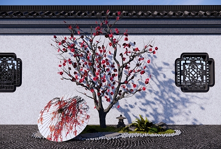 Red plum blossom plum blossom garden plum blossom tree wintersweet crabapple flower plum blossom tree 3d model