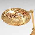 Golden Modern Table Lamp With Perforated Shade And Adjustable Arm Base 3d model