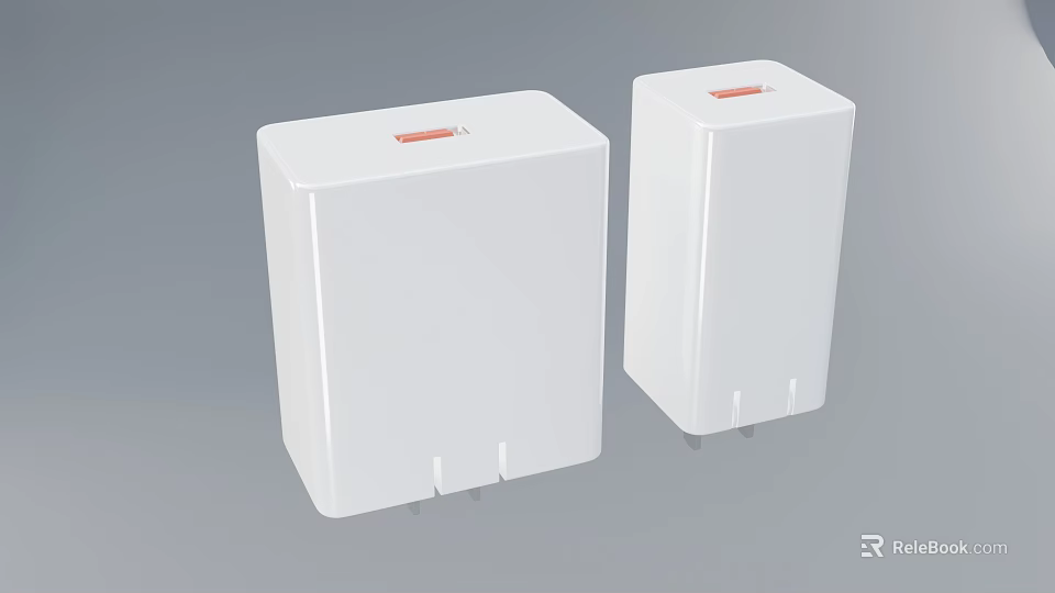 White Mobile Digital Power Banks With Orange Top Accent And Dual Pack Design 3d model 