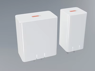 White Mobile Digital Power Banks With Orange Top Accent And Dual Pack Design 3d model