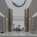 Spacious Luxury Sales Office Lobby With High Ceiling Round Skylight And Exquisite Marble Interior Design