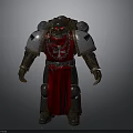 Medieval Warrior Character In Red Cape With Silver Armor And Cross Emblem