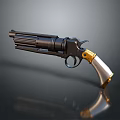 Vintage Revolver With Black Barrel Gold And Silver Grip Classic Design