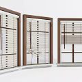 Wooden Frame Window Blinds With White Slats In Three Different Styles For Interior Design 3d model