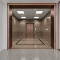 Modern Elevator Lobby With Marble Walls Recessed Ceiling Lights And Metal Frame 3d model