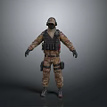 3D Model of Military Soldier in Camouflage Uniform With Tactical Gear and Equipment