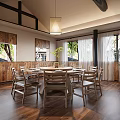 Log Style Famous Box Dining Table and Chair 3d model