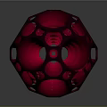 Red Decorative Sphere Ornament With Hollow Holes And Spiral Patterns For Home Use
