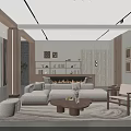 Modern Living Room Interior Design With White Sofa Wooden Elements Fireplace TV Wall And Rug