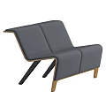 Modern Gray Fabric Leisure Chair With Sleek Curved Backrest And Wooden Legs