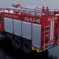 Functional Red Fire Truck With Ladder Emergency Lights And Rescue Equipment