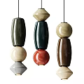 Modern Ceramic Pendant Lights With Stacked Multi Colored Cylindrical And Spherical Shapes 3d model