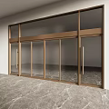 Modern Glass Entrance Door With Brass Frame And Sleek Handles In Lobby Area
