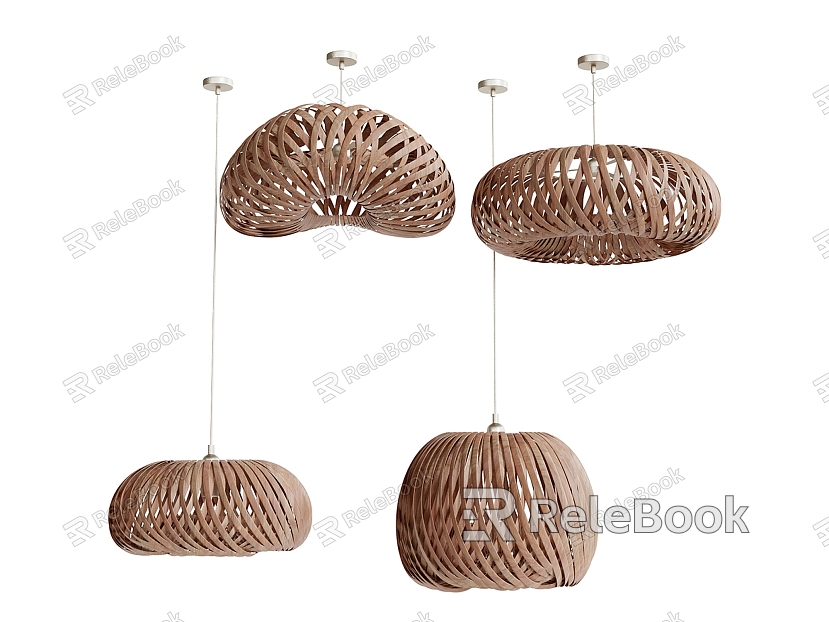 Wood veneer lamp bamboo chandelier chandelier bamboo chandelier decorative chandelier artistic chandelier creative chandelier model