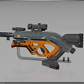 Orange Gray Modern Weapon Featuring Scope Stand And Accessories Design 3d model