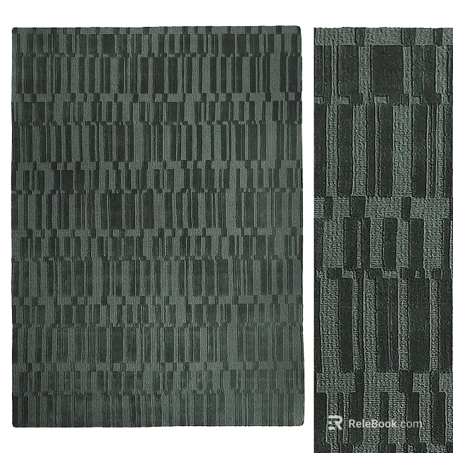 Dark Toned Square Rug Featuring Geometric Striped And Textured Square Patterns 3d model 